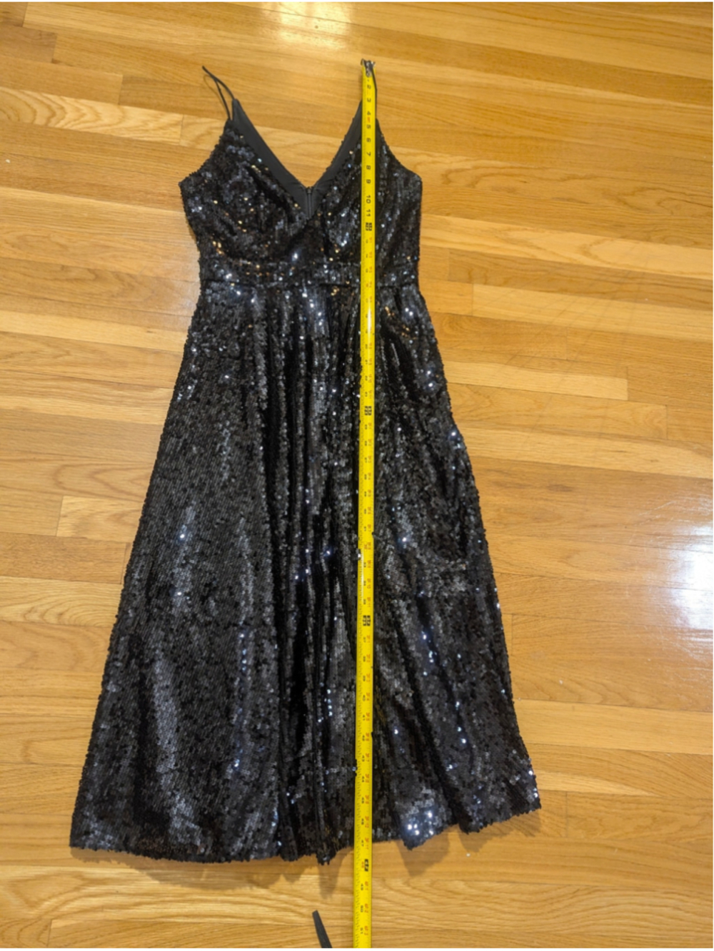 Jay Godfrey Black Sequin V-Neck Midi Dress Size 4 - Picture 9 of 10